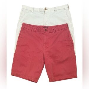 Izod Men's Coral and Cream Flat Front Shorts